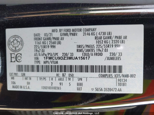 Ford hev/phev 2021 1FMCU9DZ3MUA15617 Image 9