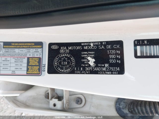 3KPF54AD1ME279234 KIA mpi nu
