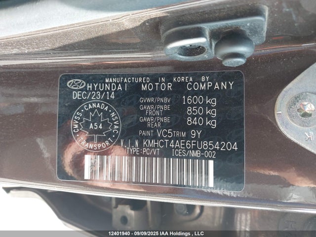 Hyundai dohc gdi gamma 2015 KMHCT4AE6FU854204 Image 18