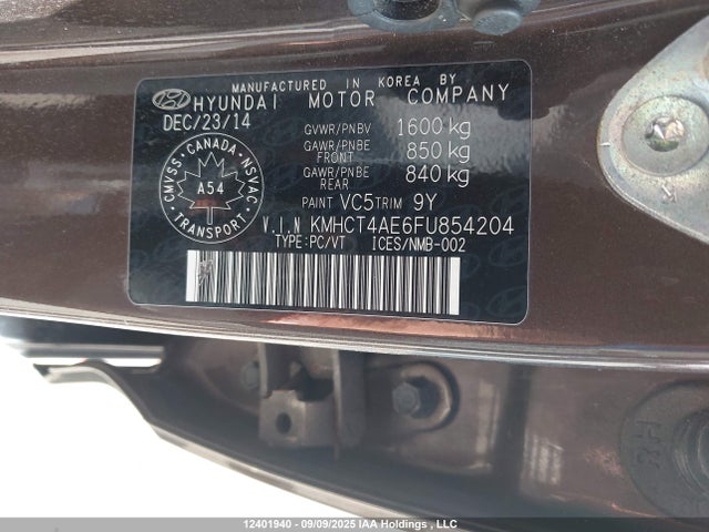 Hyundai dohc gdi gamma 2015 KMHCT4AE6FU854204 Image 9
