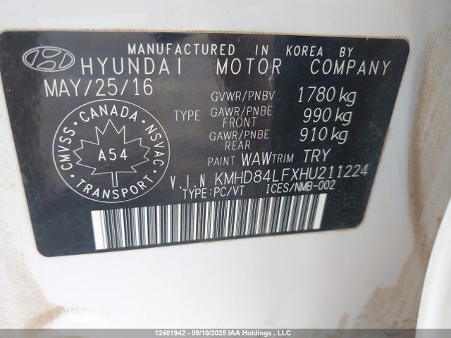 KMHD84LFXHU211224 Hyundai Elantra
