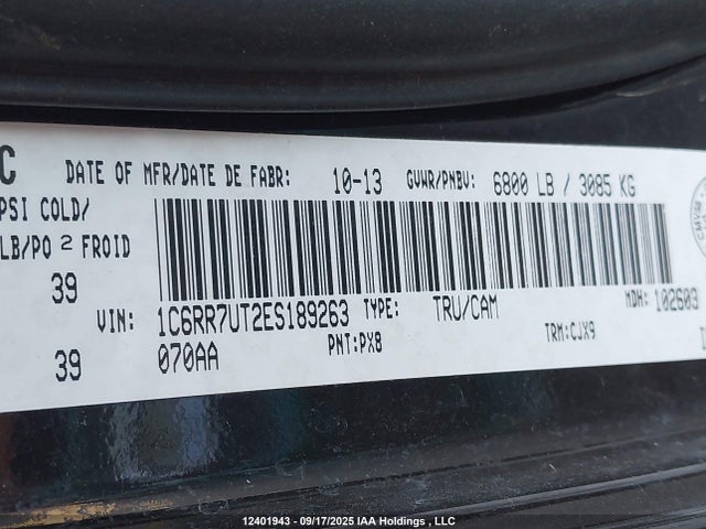 RAM 1500 2014 1C6RR7UT2ES189263 Image 9