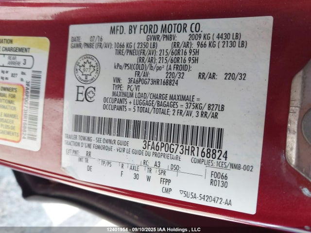 Ford Fusion 2017 3FA6P0G73HR168824 Image 9