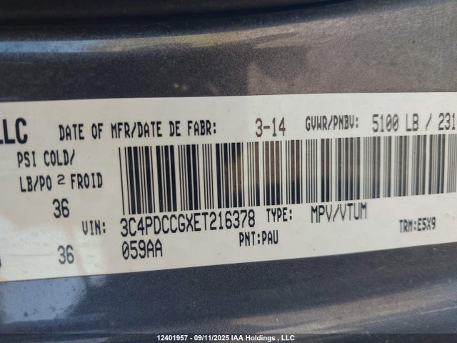 Dodge Journey 2014 3C4PDCCGXET216378 Image 9