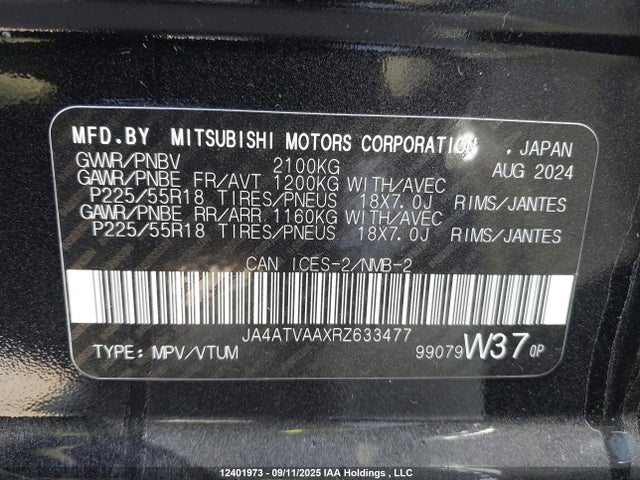 Mitsubishi tc/ic mivec 2024 JA4ATVAAXRZ633477 Image 9