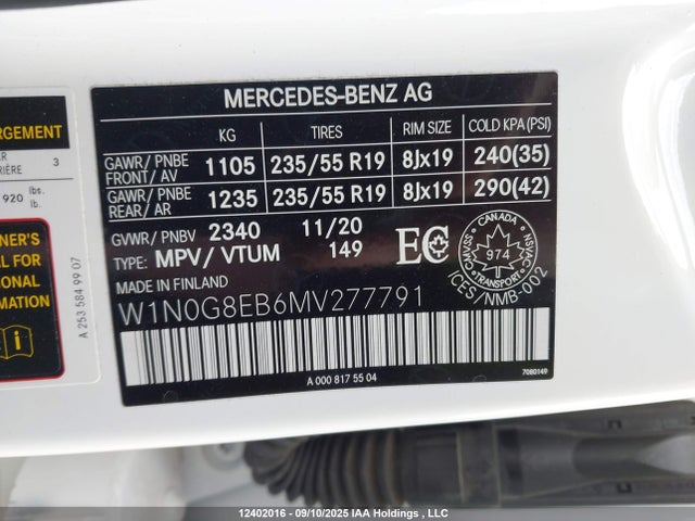 Mercedes-Benz m264 2021 W1N0G8EB6MV277791 Image 9