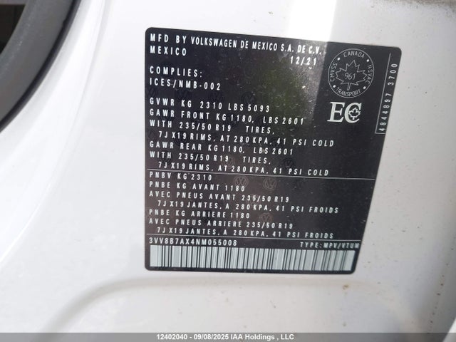 3VV8B7AX4NM055008 Volkswagen Tiguan