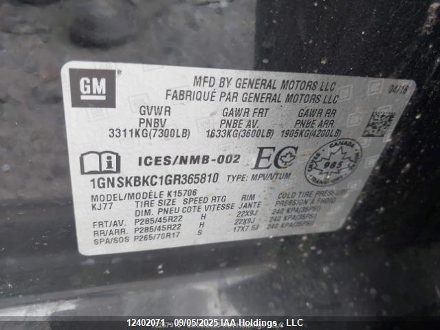 1GNSKBKC1GR365810 Chevrolet Tahoe Lt