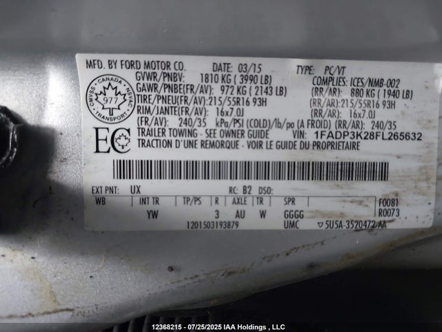 1FADP3K28FL265632 Ford Focus
