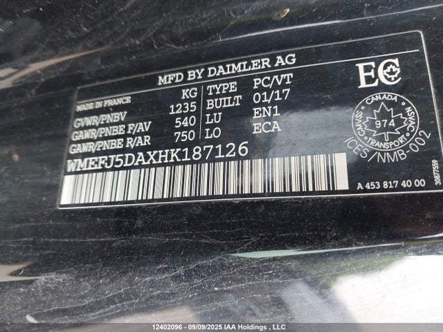 WMEFJ5DAXHK187126 Smart M281