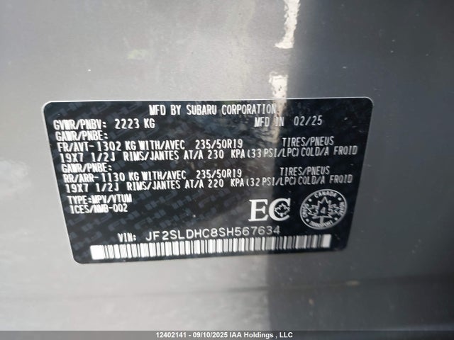 Subaru na 2025 JF2SLDHC8SH567634 Image 9