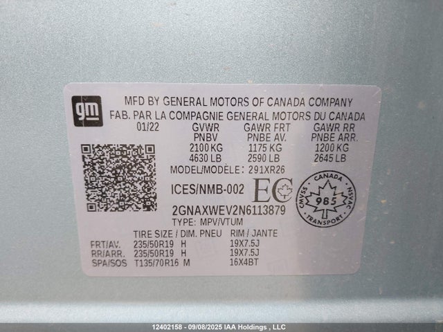Chevrolet EQUINOX RS 2022 2GNAXWEV2N6113879 Image 9
