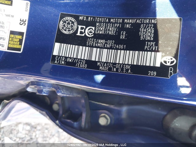 Toyota m20a-fks 2022 5YFB4MBEXNP124061 Image 9