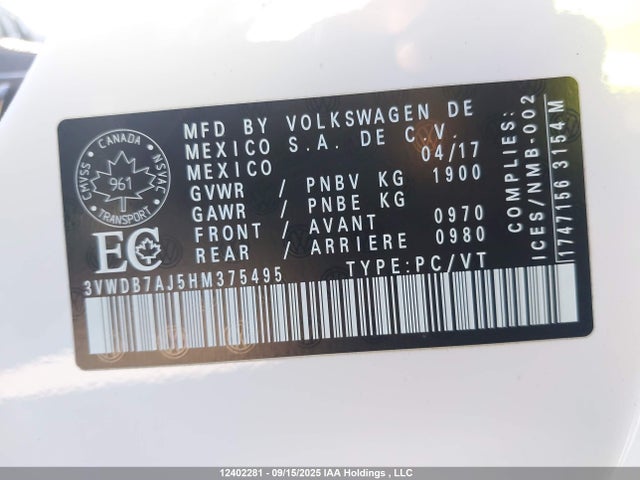 3VWDB7AJ5HM375495 Volkswagen 1.4 tsi