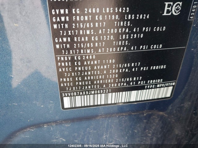 3VV0B7AX9JM069221 Volkswagen Tiguan