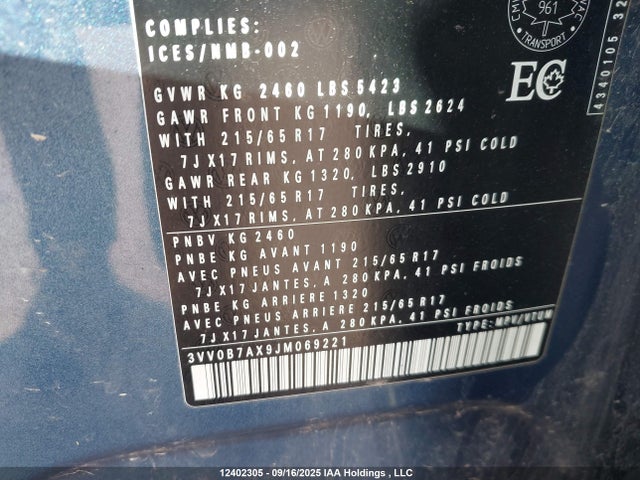 3VV0B7AX9JM069221 Volkswagen Tiguan