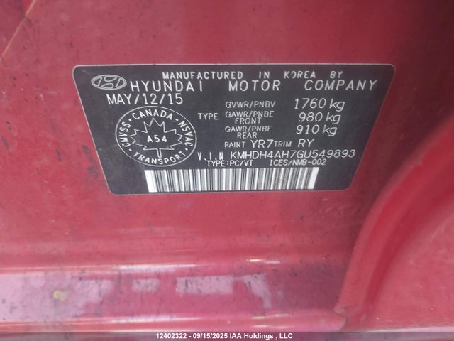 Продажа на аукционе авто 2016 Hyundai Elantra Se/sport/limited, vin: KMHDH4AH7GU549893, номер лота: 12402322