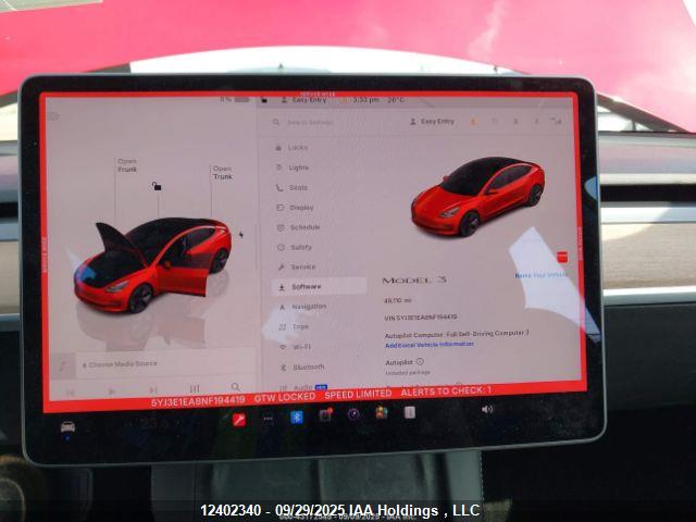 5YJ3E1EA8NF194419 Tesla MODEL 3