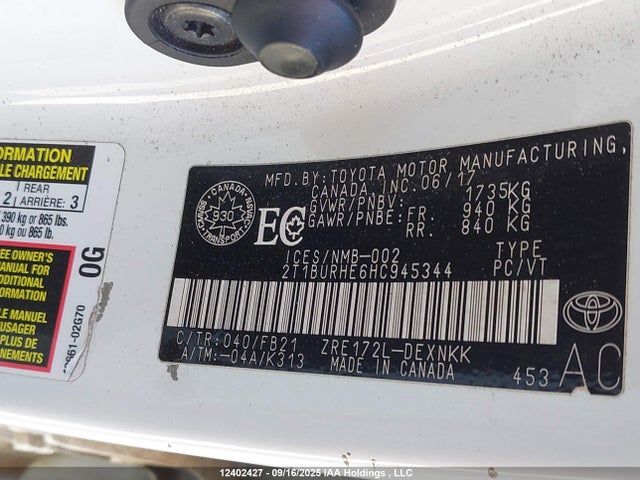 2T1BURHE6HC945344 Toyota 2zr-fe