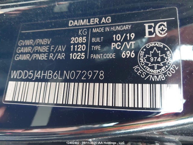 Mercedes-Benz m260 2020 WDD5J4HB6LN072978 Image 9