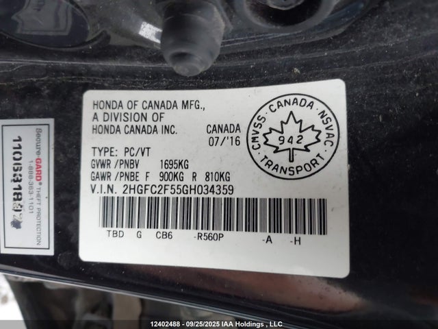 Honda k20c2 2016 2HGFC2F55GH034359 Image 18