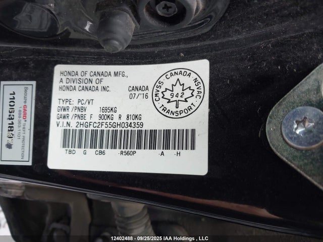 Honda k20c2 2016 2HGFC2F55GH034359 Image 9