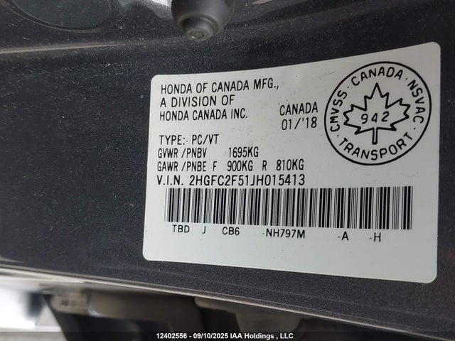 2HGFC2F51JH015413 Honda k20c2