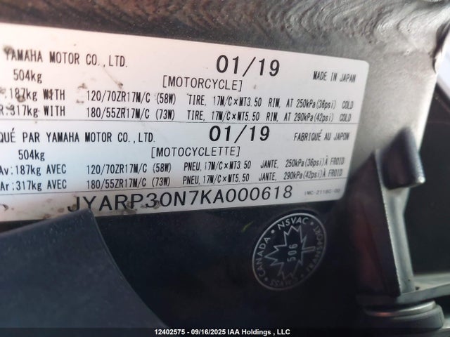 Yamaha FJR1300 2019 JYARP30N7KA000618 Image 10
