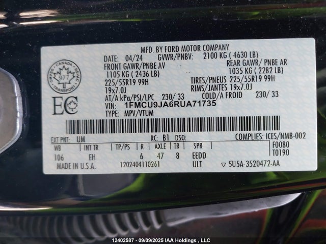 Ford gtdi a 2024 1FMCU9JA6RUA71735 Image 19