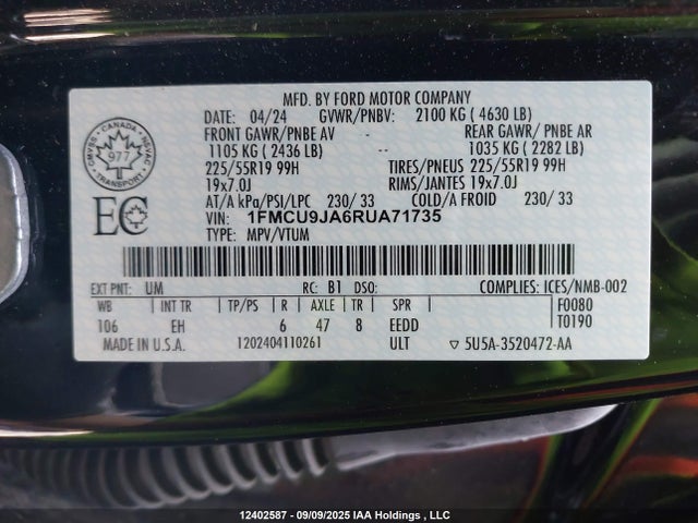 Ford gtdi a 2024 1FMCU9JA6RUA71735 Image 20