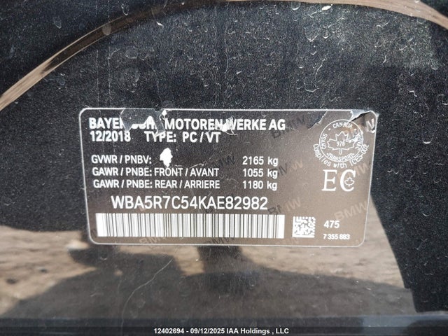 WBA5R7C54KAE82982 BMW 2019