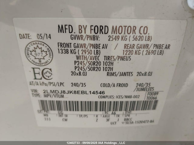 Lincoln MKX 2014 2LMDJ8JK8EBL14546 Image 9
