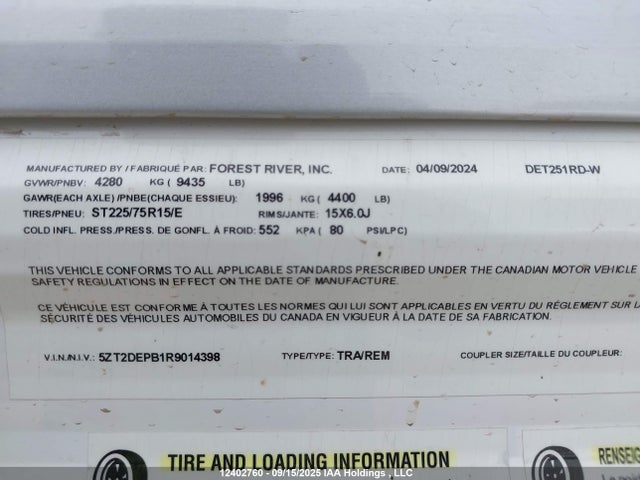 5ZT2DEPB1R9014398 Forest River 2024