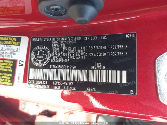 Toyota 2gr-fe 2015 4T3BK3BB8FU116120 Image 9