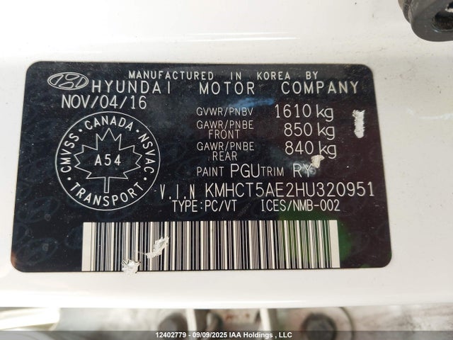 KMHCT5AE2HU320951 Hyundai 2017