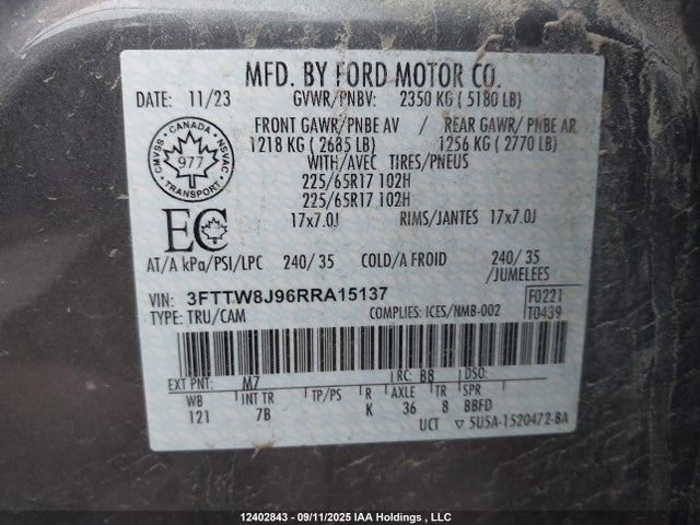 Ford ecoboost 2024 3FTTW8J96RRA15137 Image 19