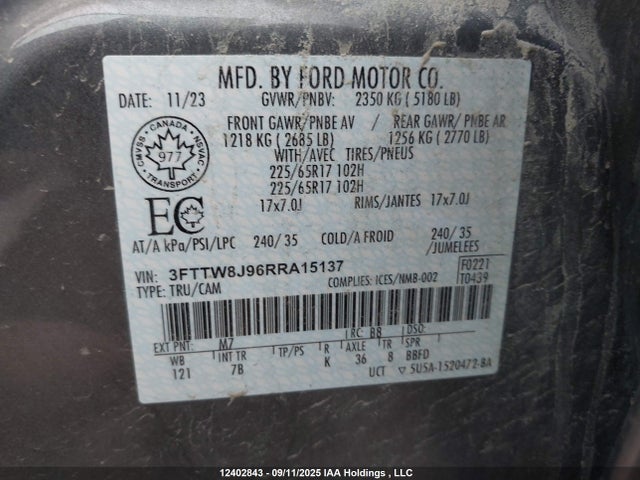 Ford ecoboost 2024 3FTTW8J96RRA15137 Image 9