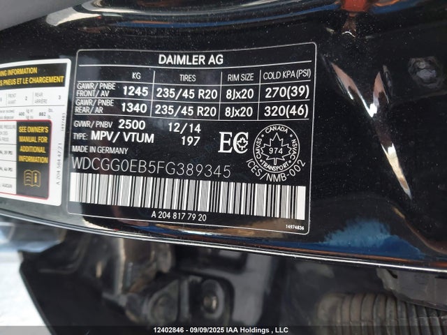 Mercedes-Benz Glk-Class 2015 WDCGG0EB5FG389345 Image 9
