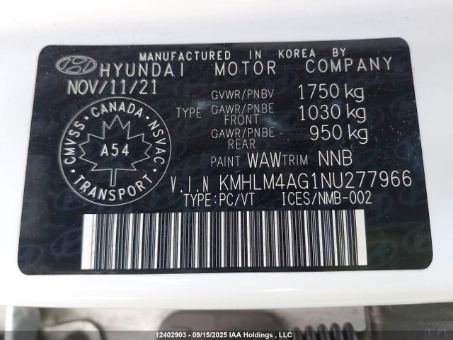Hyundai mpi nu pe 2022 KMHLM4AG1NU277966 Image 9