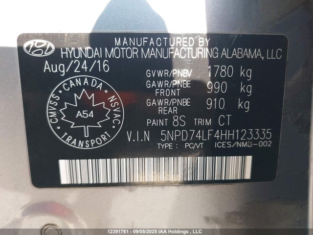 Hyundai Elantra 2017 5NPD74LF4HH123335 Image 9