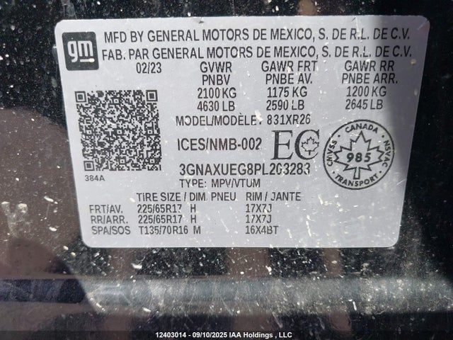 3GNAXUEG8PL203283 Chevrolet lsd