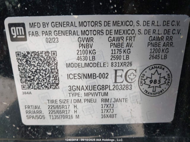 3GNAXUEG8PL203283 Chevrolet lsd