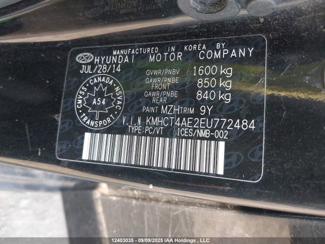 Hyundai dohc gdi gamma 2014 KMHCT4AE2EU772484 Image 9