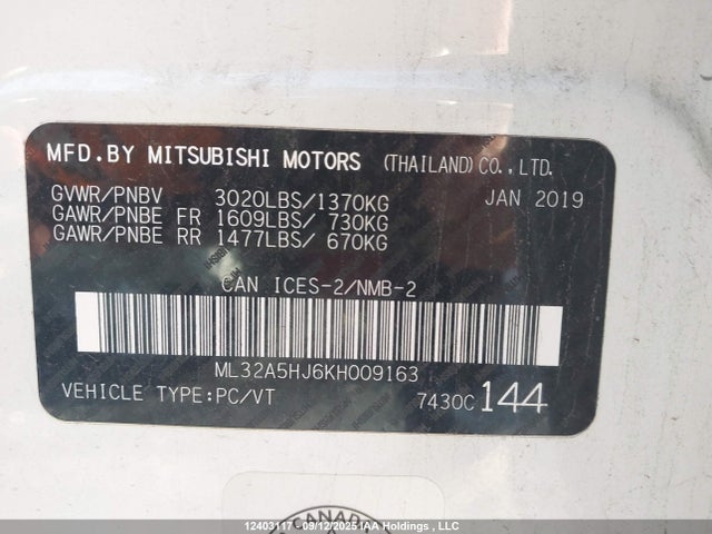 Mitsubishi Mirage 2019 ML32A5HJ6KH009163 Image 9