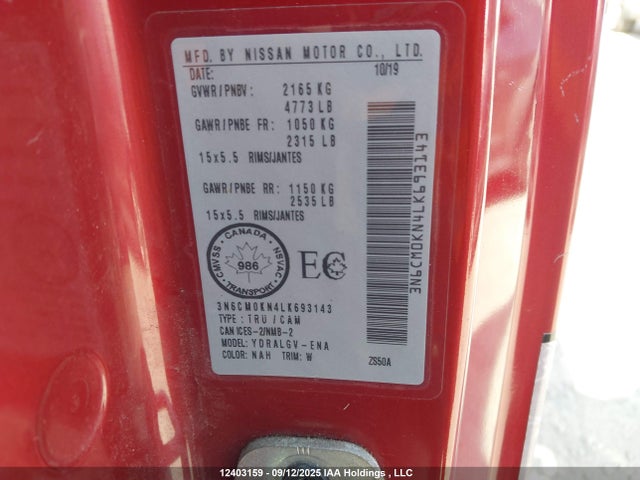 Nissan 2020 2020 3N6CM0KN4LK693143 Image 9