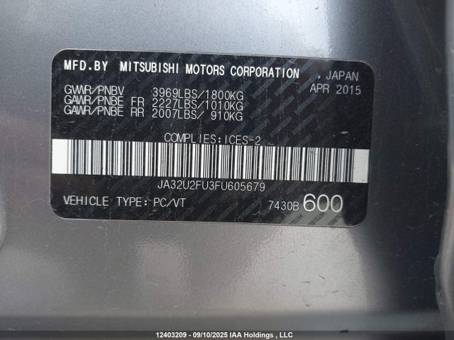 Mitsubishi dohc mivec 2015 JA32U2FU3FU605679 Image 9