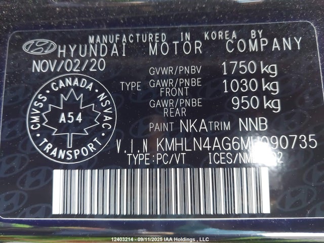 KMHLN4AG6MU090735 Hyundai mpi nu pe