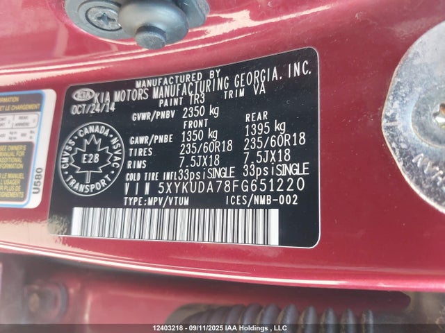 KIA gasoline 3.3 v6 gdi lambda ii 2015 5XYKUDA78FG651220 Image 9
