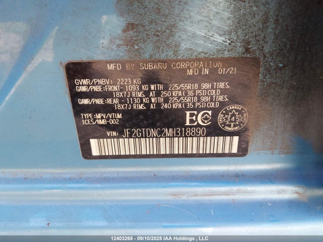 JF2GTDNC2MH318890 Subaru Crosstrek Plug-in Hybrid Limited