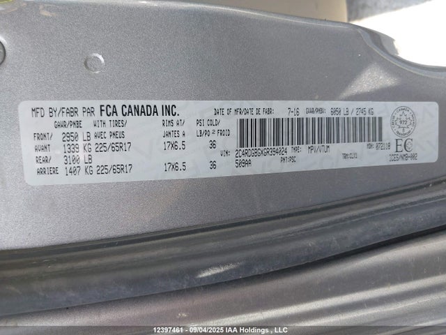 2C4RDGBGXGR394024 Dodge Grand Caravan